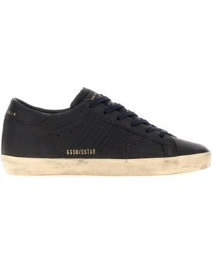 Golden Goose Navy Blue Leather Super-star Trainers - Black