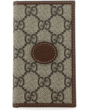 Gucci Gg Supreme Fabric Card Holder - Grey