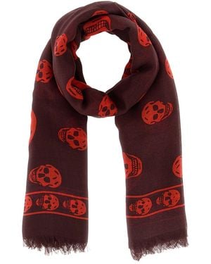 McQueen Printed Modal Blend Foulard - Red