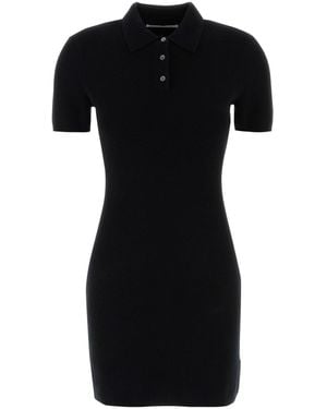 T By Alexander Wang Black Wool Blend Polo Dress