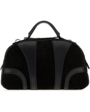 Dries Van Noten Black Suede And Leather Handbag