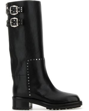 Jimmy Choo Black Leather Brooklyn Boots