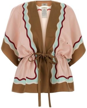 Fendi Pocho in seta stampata - Marrone