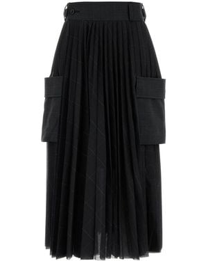 Sacai Embroidered Polyester Skirt - Black