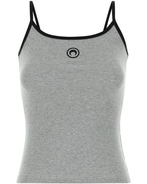 Marine Serre Canotta in cotone grigio