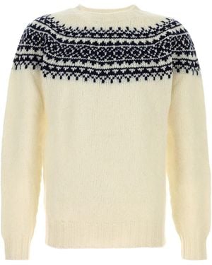 Harley Of Scotland Ivory Wool Jumper - White
