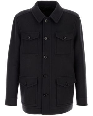 Tom Ford Giubbino in lana blu notte - Nero