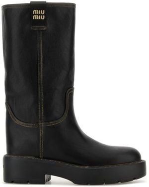 Miu Miu Stivali in pelle nera - Nero