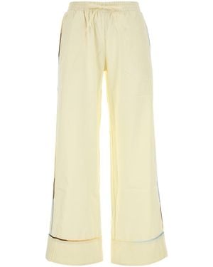 Amotea Pastel Yellow Poplin Nila Pant - White