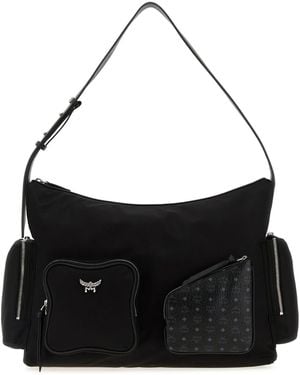 MCM Black Fabric Aren Shoulder Bag