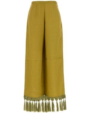 Taller Marmo Acid Green Linen Marlino Wide-leg Pant