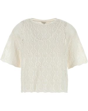 Bottega Veneta Top Fish in pizzo bianco