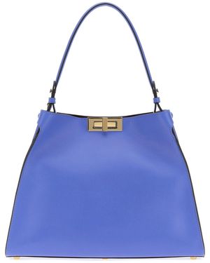 Fendi Borsa a mano Way media in pelle blu