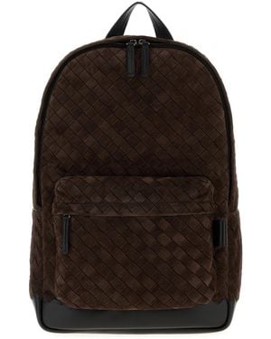 Bottega Veneta Zaino in pelle scamosciata marrone - Nero