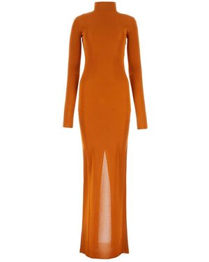 Saint Laurent Copper Viscose Long Dress - Orange