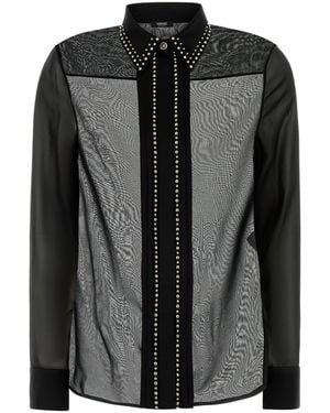 Versace Embellished Sheer Finish Shirt - Black
