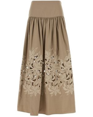 Agnona Dove Grey Poplin Skirt - Natural