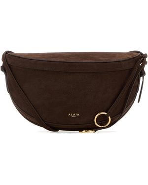 Alaïa Brown Suede East West Belt Bag