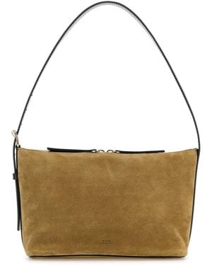 A.P.C. Beige Suede Vera Shoulder Bag - Brown