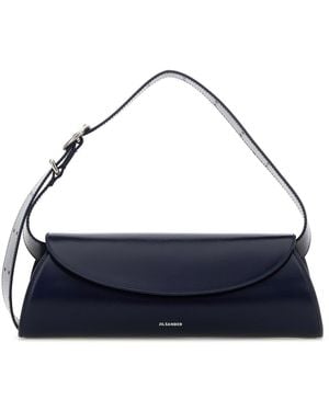 Jil Sander Midnight Blue Leather Small Cannolo Crossbody Bag