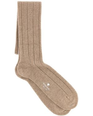 Gallo Beige Stretch Cashmere Blend Socks - Natural