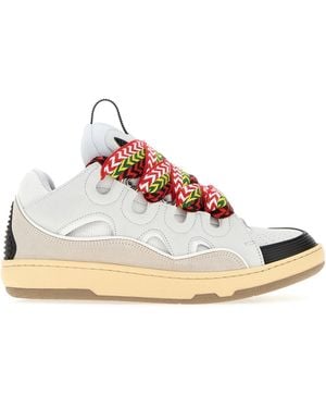 Lanvin Multicolor Leather And Fabric Curb Sneakers - White