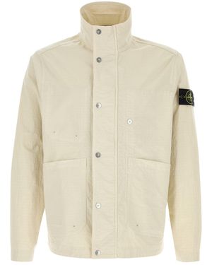 Stone Island Giubbino in cotone stretch avorio - Bianco