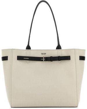 Tom Ford Ivory Canvas Shopping Bag - Natural