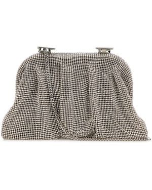 Benedetta Bruzziches Embellished Fabric Small Venus Clutch - Grey