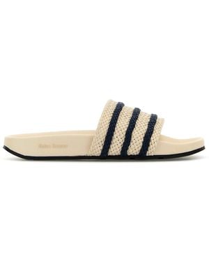 adidas Ivory Leather Adilette Slippers - Black