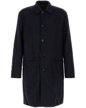 Etro Navy Blue Wool Blend Reversibile Coat