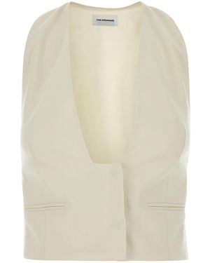 ANDAMANE Ivory Stretch Gabardine Vest - Natural