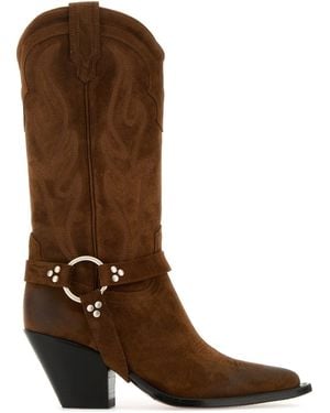 Sonora Boots Brown Suede Santa Fe Belt Boots