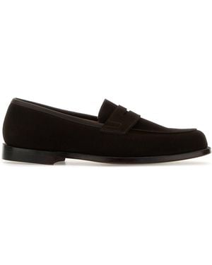 Crockett & Jones Brown Suede Grantham 2 Loafers - Black