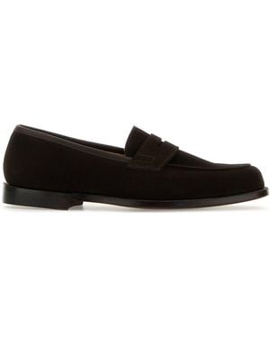 Crockett & Jones Brown Suede Grantham 2 Loafers - Black