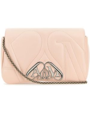 McQueen Pastel Leather Mini Seal Clutch - Pink