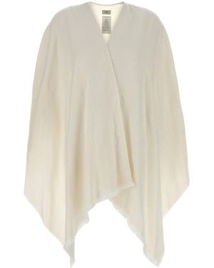 Fendi Mantella in misto lana avorio - Bianco