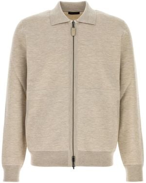 Brioni Sand Stretch Cotton Blend Sweatshirt - Natural