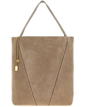 Chloé Borsa shopping Chloé Spin in pelle scamosciata tortora - Neutro