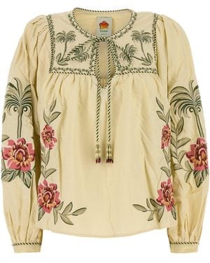 FARM Rio Blusa in misto lino crema - Metallizzato