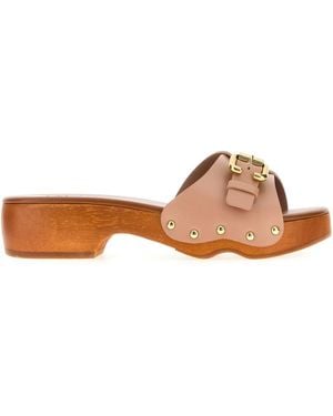 Chloé Zoccoli Jeanette in pelle rosa cipria - Marrone