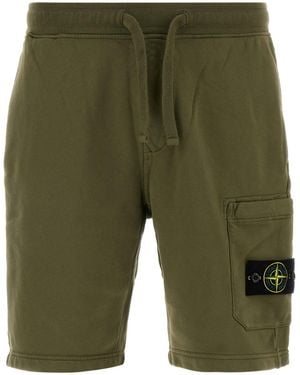 Stone Island Army Green Cotton Bermuda Shorts