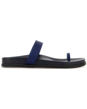 Ancient Greek Sandals Dark Blue Satin Thalia Thong Slippers