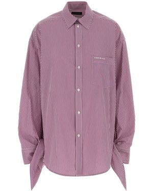 Balenciaga Camicia oversize in popeline ricamato - Viola