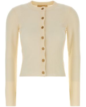 MICHAEL Michael Kors Cream Stretch Wool Blend Cardigan - White