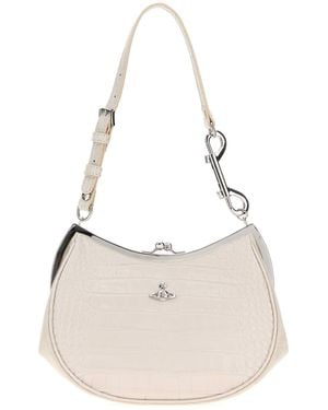 Vivienne Westwood Ivory Leather Charm Frame Purse Shoulder Bag - Natural