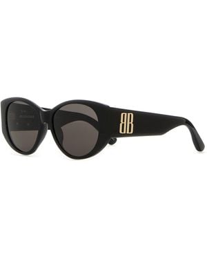 Balenciaga Occhiale da sole Nano Round in acetato nero