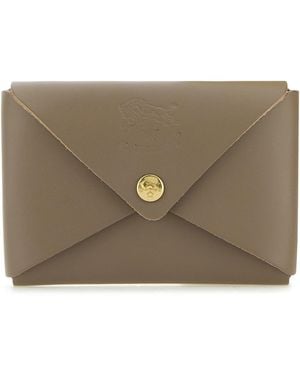 Il Bisonte Dove Gray Leather Sovana Card Holder - Brown