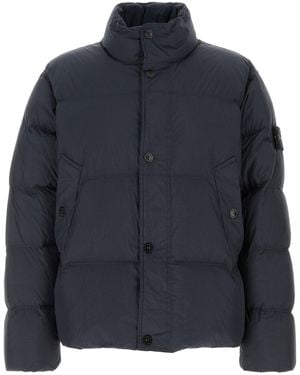 Stone Island Navy Blue Nylon Down Jacket