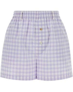 Moschino Embroidered Cotton Shorts - Purple